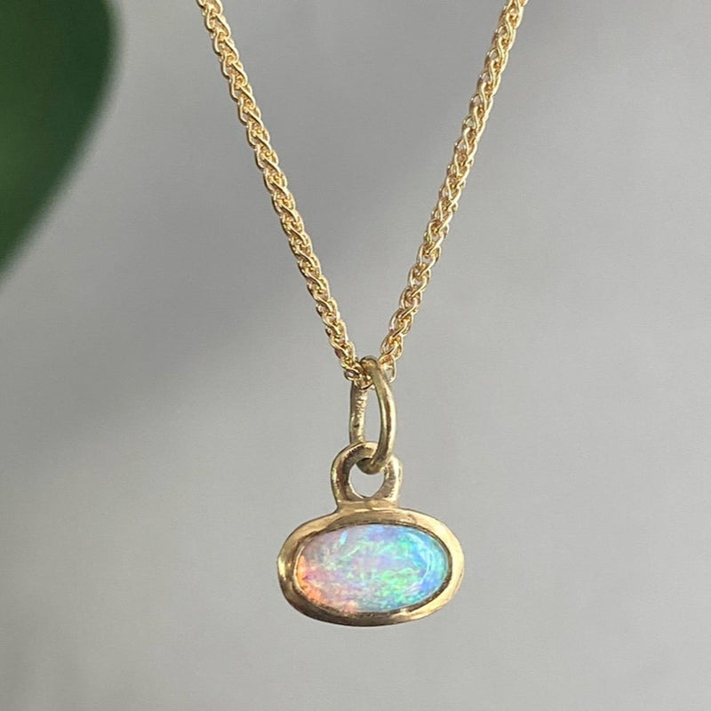 Floating Australian Opal Necklace - Chocolate and Steel
